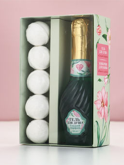 Чистое Счастье Женский набор гель для душа Мондоро и бомбочки для ванны_зеленый "Расцветай