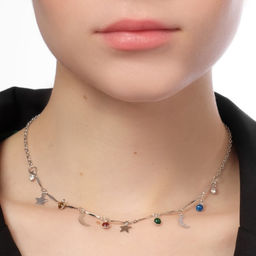 Чокер Полумесяц фазы луны, цветной в серебре, 35 см - Queen fair фото 4