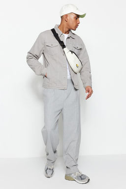 TRENDYOL MAN Gri Palazzo Lastik Belli Pileli Bol Kumas Pantolon TMNAW23PL00037 - Trendyolmilla фото 4