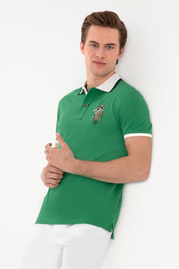 Erkek Slim Fit Polo Yaka Ye_il Basic Ti__rt Sepette S_rpriz _ndirim