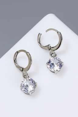 Серьги со стразами «Блум» висячие, белые в серебре