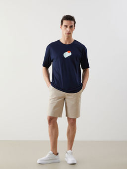 Bisiklet Yaka Bask?l? Erkek Ti??rt