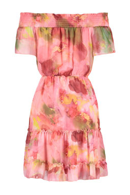 Pembe Cicekli Etegi Belden Ac?lan Gipe Detayl? Madonna Yaka Mini Dokuma Elbise TWOSS24EL00746 - Trendyolmilla фото 8