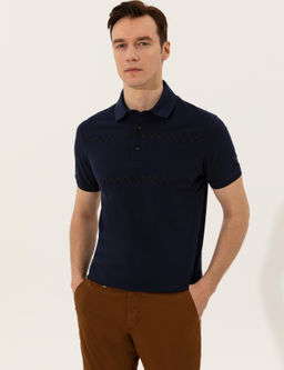 Lacivert Polo Yaka Slim Fit T-Shirt - Cacharel фото 3