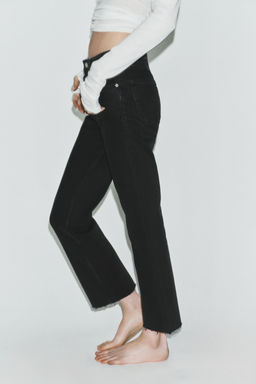 JEANS TRF CROPPED FLARE TIRO ALTO / Negro - Zara фото 4