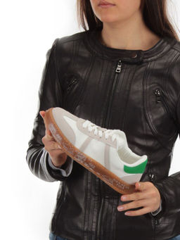 05-6016-2 WHITE/BEIGE Кроссовки женские (искусственные материалы) - No name фото 2