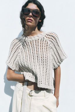 CHUNKY KNIT TOP WITH SIDE STRAPS - Zara фото 3