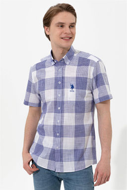 U. S. Polo Assn / Мужская синяя рубашка с коротким рукавом - U.s. polo assn фото 7