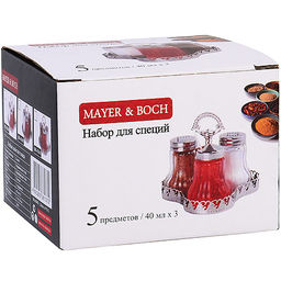 40480 Набор для специй на подставке 5 пр стекло/нерж MB (х48) - Mayer&boch фото 3