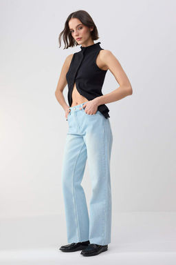 Trendyolmilla Wardrope Essentials Mavi Yuksek Bel 100% Pamuk Straight Duz Kesim Jeans TWOSS26JE00098  фото 4
