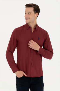 Мужская базовая рубашка бордового цвета с длинным рукавом Неожиданная скидка в корзине - U.s. polo assn фото 3