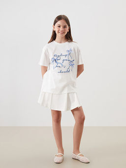 Bisiklet Yaka Kurdele Detayl? K?z ?ocuk Ti??rt