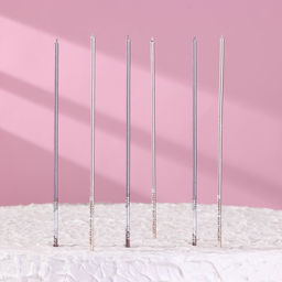 Набор свечей в торт, 6 штук Happy, 17 см, фиолетовый с металликом