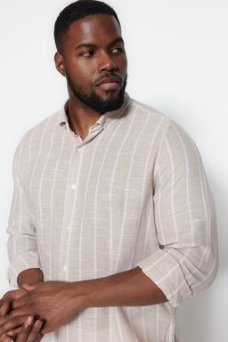 Tas Regular Fit Rahat Dugmeli Yaka Cizgili Buyuk Beden Gomlek TMNSS23GO00095 - Trendyolmilla фото 8