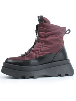 02-FAS16-4Z VINOUS/BLACK Дутики женские (искусственная кожа, плащевая ткань, шерсть)