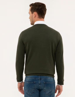 Ye_il Slim Fit V Yaka Basic Triko Kazak - Pierre cardin фото 4