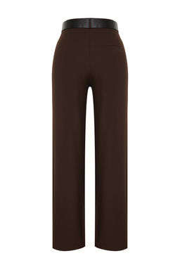 Limited Edition Kahverengi Wide Leg Kemerli Dokuma Kumas Pantolon TWOSS24PL00104 - Trendyolmilla фото 7