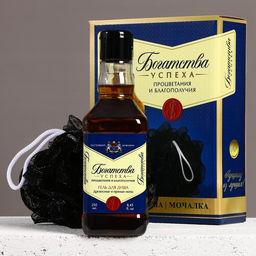 Подарочный набор Богатства и успеха!, гель для душа виски 250 мл и мочалка для тела, Чистое счастье