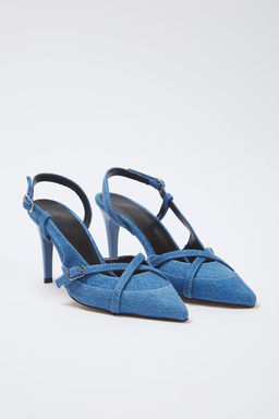 Trendyolmilla Shoes Mavi Denim Kontrast Dikisli Sivri Burun Kad?n Ince Topuklu Ayakkab? TAKSS25TO00105  фото 3