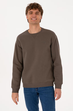 Erkek Vizon Basic Sweatshirt