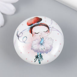 Ручка для шкатулки керамика, металл Балерина 3,8х3,8х2,8 см