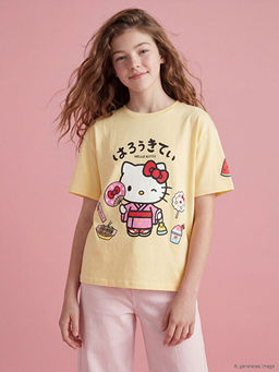 Футболка Hello Kitty с принтом круглый вырез для девочки