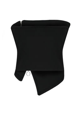 Trendyolmilla Siyah Fermuarl? Asimetrik Straplez Crop Orme Bluz TWOSS24BZ00071 фото 8