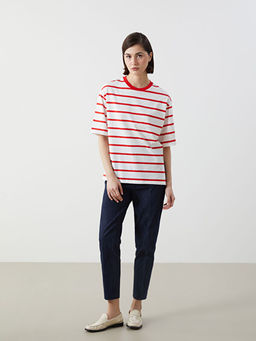 Bisiklet Yaka ?izgili Kad?n Ti??rt