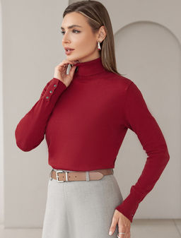 D34.197 Свитер женский темно-красный