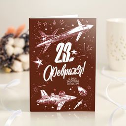 Открытка 4 шоколадки 23 февраля (красная)