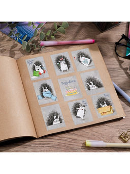 Цена за 10 шт. Наклейки детские бумажные «Ёжики», c раскраской на обороте, 10 х 14 см