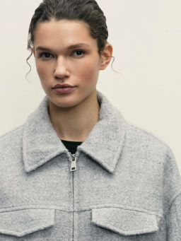 Куртка-бомбер из ткани с шерстью / Zarina  фото 6