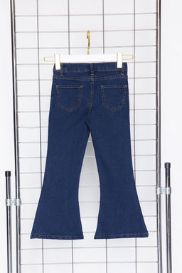 Koyu Mavi K?z Cocuk Genis Paca/Flare Esnek Lastikli Denim Pantolon Jean TKDSS24PL00011 - Trendyolmilla фото 8