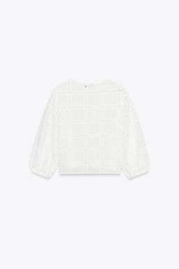 SHORT BLOUSE WITH CUTWORK EMBROIDERY - Zara фото 11