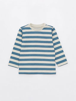 Bisiklet Yaka Bask?l? Uzun Kollu Erkek Bebek Ti??rt