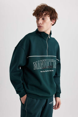 Толстовка оверсайз с воротником-стойкой и принтом - Defacto фото 3