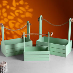 Подарочный ящик «Аром», деревянный, ручка - канат, цвет оливковый, набор 3 шт. Подарочный ящик «Аром», деревянный, ручка - канат, цвет оливковый, набор 3 шт.