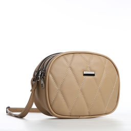 Сумка женская кросс-боди на молнии, 19×7×15 см, со стёжкой, бежевая