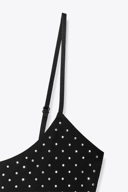 POLYAMIDE BODYSUIT WITH RHINESTONES - Zara фото 9