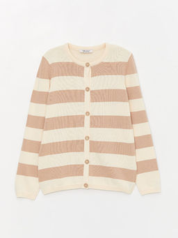 Bisiklet Yaka ?izgili Uzun Kollu K?z ?ocuk Triko H?rka