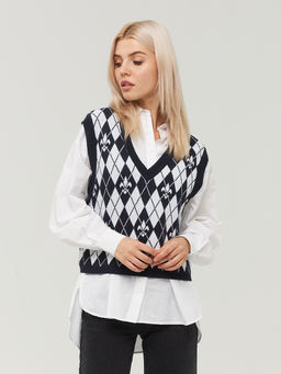 Жилет женский 7222-14072. 189/501 т.синий/белый