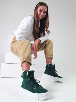 Ботинки 216.212131w. зеленый замша/Мех