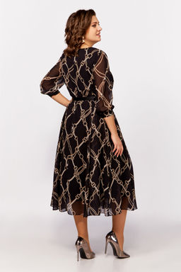 Платье Swallow 792.2 черный/принт бежевые цепи