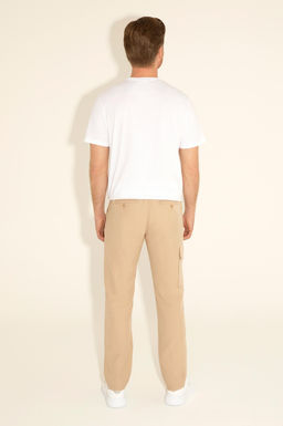 Erkek Regular Fit Kum Kanvas Pantolon