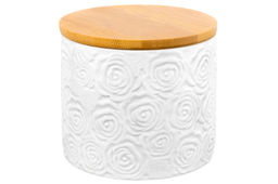 Банка д/хранения 800 мл 12*12*10,5 см "Розы" с дер. крышк. с сил. упл