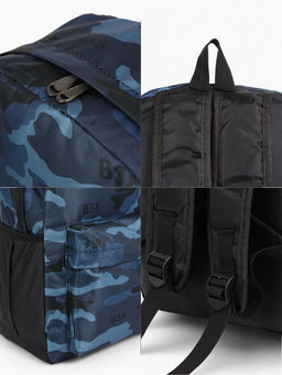 Рюкзак школьный на молнии, с карманами, с принтом, размер 30?13?42 см, тёмно-синий/чёрный