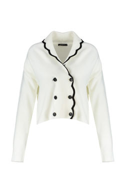 TRENDYOLMILLA Limited Edition Ekru Kruvaze Yaka Renk Bloklu Triko H?rka TWOAW22HI0359  фото 6