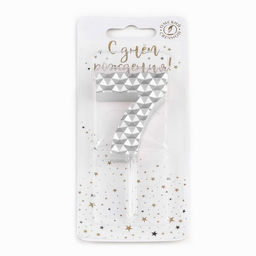 Свеча в торт на шпажке Соты, цифра 7, 7 см, серебро - Simaland фото 4