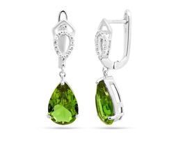 Серьги из серебра султанит, куб.циркон., SL-RS-2274