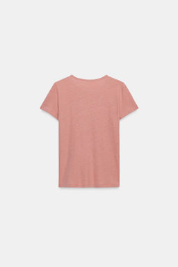CAMISETA MANGA CORTA CON LINO / Rosa tiza - Zara фото 6